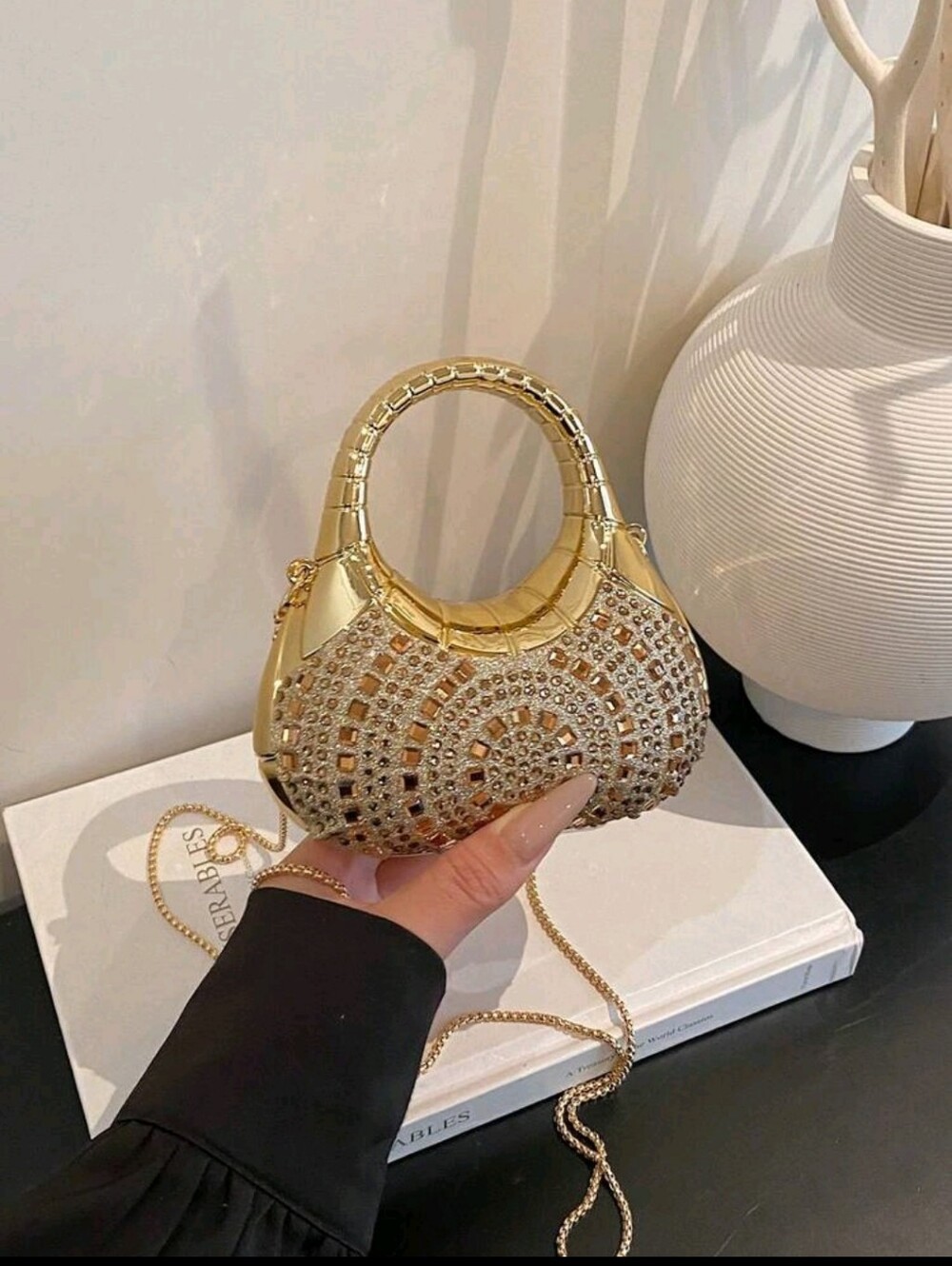 BRAND NEW ** Gold Crystal-Embellished Mini Handbag